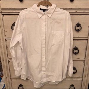 Denim 24/7 Crisp White Button Down Blouse - 18W